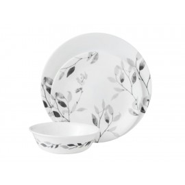 Corelle Vajilla Misty Leaves 12 Piezas Blanca - Envío Gratuito