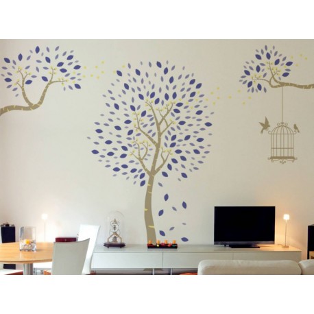 Árbol Azul Fotoluminiscente Vinilo Decorativo - Envío Gratuito