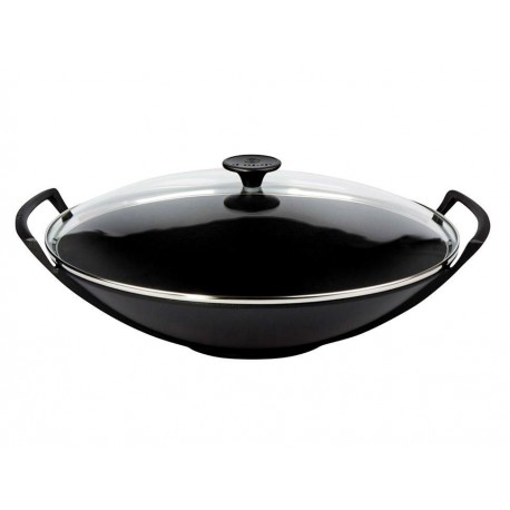 Le Creuset Wok con Tapa de Cristal 36 cm Negro Mate - Envío Gratuito