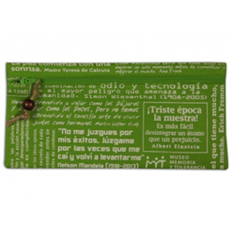 Estuchera con Frases Verde Museo Memoria y Tolerancia - Envío Gratuito
