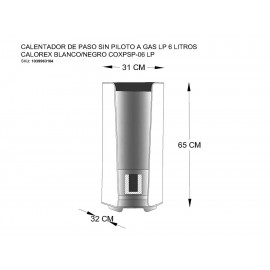 Calorex Calentador de Gas LP 6 Litros Blanco - Envío Gratuito