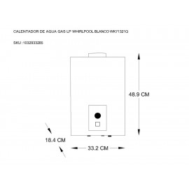 Whirlpool WK71321Q Calentador a Gas LP 1 Servicio Blanco - Envío Gratuito