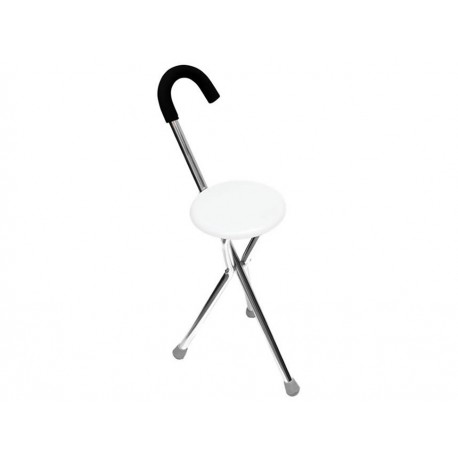 Bastón Cromado Con Asiento Medical Store Color Blanco - Envío Gratuito