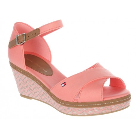 Sandalia wedge Tommy Hilfiger coral - Envío Gratuito