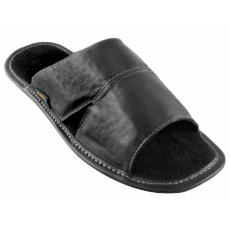 JBE Pantufla de Piel Negra - Envío Gratuito