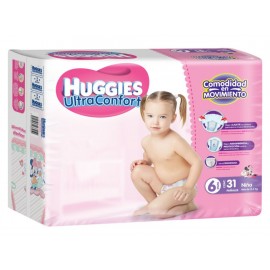 Pañales Huggies Ultra Confort Etapa 6 para niña 31 piezas - Envío Gratuito